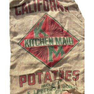 Vintage Peters & Son Wasco CA California Burlap Sack Jute KITCHEN MAID Potatoes